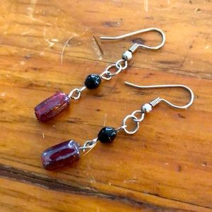 Handmade glass dangling earrings